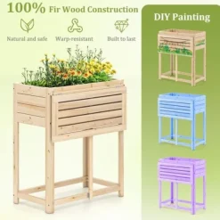 Plantningsbænke^Hævet Havebed, 63x34x74 cm, Naturlig