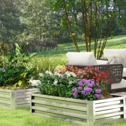 Hot Hævet Havebed, 120x60x30,5 cm, Sølv Plantningsbænke