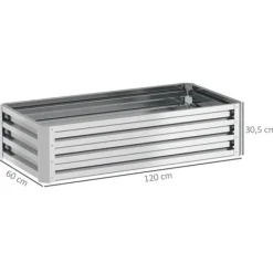 Hot Hævet Havebed, 120x60x30,5 cm, Sølv Plantningsbænke