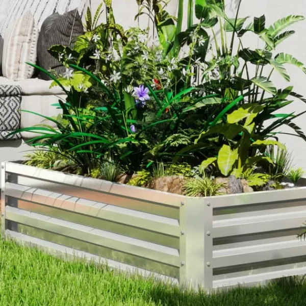 Hot Hævet Havebed, 120x60x30,5 cm, Sølv Plantningsbænke