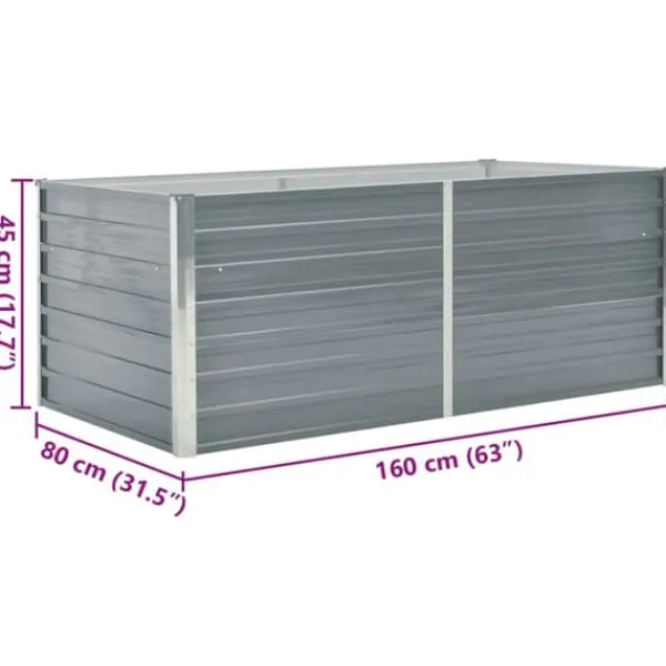 Best Hævet havekasse i galvaniseret stål 160x80x45 cm | Farve: Grå Krukker & Plantebeholdere