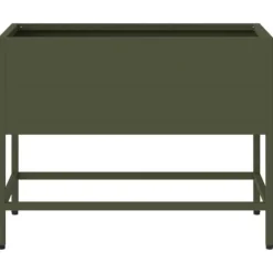 Plantningsbænke^Hævet havekrukke i stål - Rektangulær og stilren | Farve: Olivengrøn | Størrelse: 60 x 26 x 45 cm
