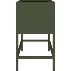 Plantningsbænke^Hævet havekrukke i stål - Rektangulær og stilren | Farve: Olivengrøn | Størrelse: 60 x 26 x 45 cm