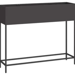 Plantningsbænke^Hævet haveplantekasse i stål - Rektangulær design | Størrelse: 100x26x82 cm | Farve: Sort