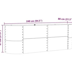 Hot Hævet højbede i stål - Plantekasse til have | Størrelse: 240x80x81 cm | Farve: Grøn Plantningsbænke