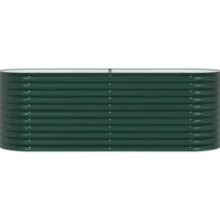Hot Hævet højbede i stål - Plantekasse til have | Størrelse: 240x80x81 cm | Farve: Grøn Plantningsbænke