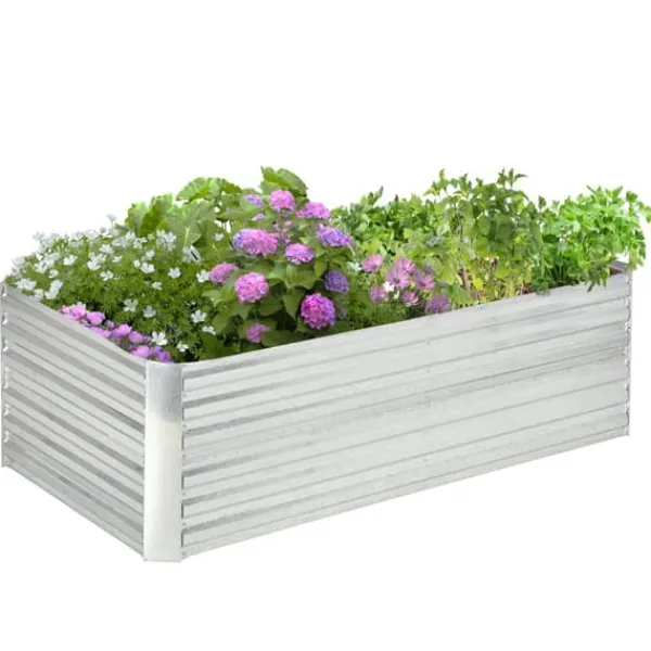 Discount Hævet højbede, 180x90x59 cm, Sølv Plantningsbænke