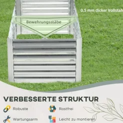Discount Hævet højbede, 180x90x59 cm, Sølv Plantningsbænke