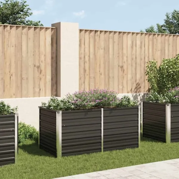 Discount Hævet plantekasse i galvaniseret stål - Holdbar og stilfuld | Størrelse: 160x80x77 cm | Farve: Antracitgrå Plantningsbænke