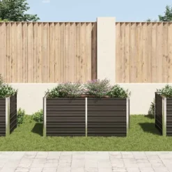 Discount Hævet plantekasse i galvaniseret stål - Holdbar og stilfuld | Størrelse: 160x80x77 cm | Farve: Antracitgrå Plantningsbænke