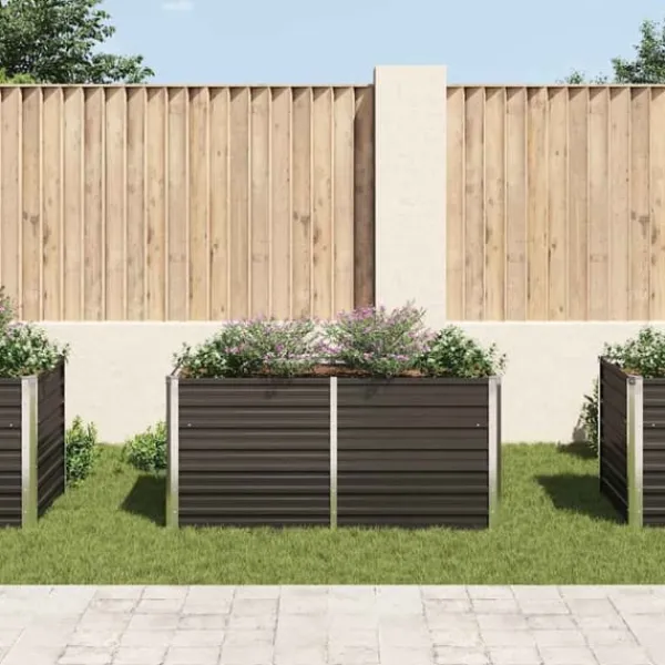 Discount Hævet plantekasse i galvaniseret stål - Holdbar og stilfuld | Størrelse: 160x80x77 cm | Farve: Antracitgrå Plantningsbænke