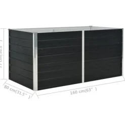 Discount Hævet plantekasse i galvaniseret stål - Holdbar og stilfuld | Størrelse: 160x80x77 cm | Farve: Antracitgrå Plantningsbænke