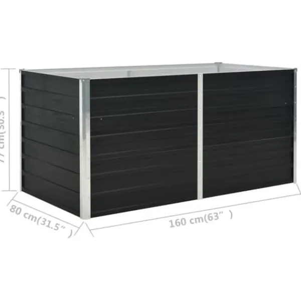 Discount Hævet plantekasse i galvaniseret stål - Holdbar og stilfuld | Størrelse: 160x80x77 cm | Farve: Antracitgrå Plantningsbænke