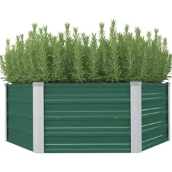 Outlet Hævet plantekasse i galvaniseret stål - Højbed | Størrelse: 129x129x46 cm | Farve: Grøn Krukker & Plantebeholdere