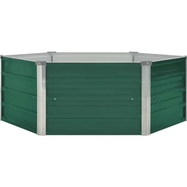 Outlet Hævet plantekasse i galvaniseret stål - Højbed | Størrelse: 129x129x46 cm | Farve: Grøn Krukker & Plantebeholdere