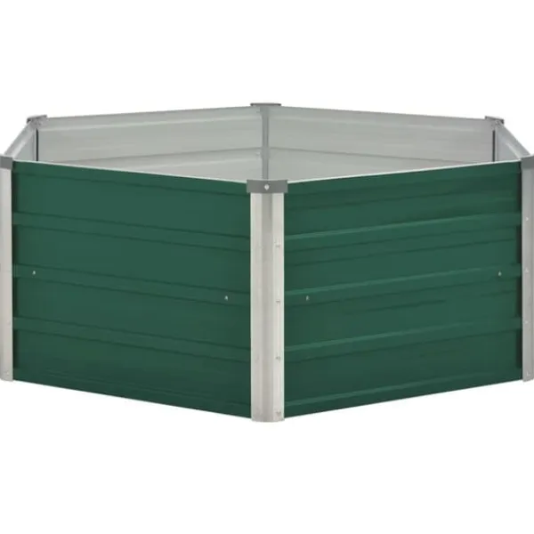 Outlet Hævet plantekasse i galvaniseret stål - Højbed | Størrelse: 129x129x46 cm | Farve: Grøn Krukker & Plantebeholdere