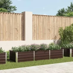 Clearance Hævet plantekasse i galvaniseret stål - Tilhaven | Størrelse: 240x80x45 cm | Farve: Brun Plantningsbænke