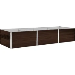 Clearance Hævet plantekasse i galvaniseret stål - Tilhaven | Størrelse: 240x80x45 cm | Farve: Brun Plantningsbænke