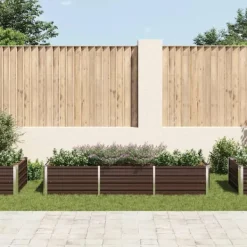 Clearance Hævet plantekasse i galvaniseret stål - Tilhaven | Størrelse: 240x80x45 cm | Farve: Brun Plantningsbænke