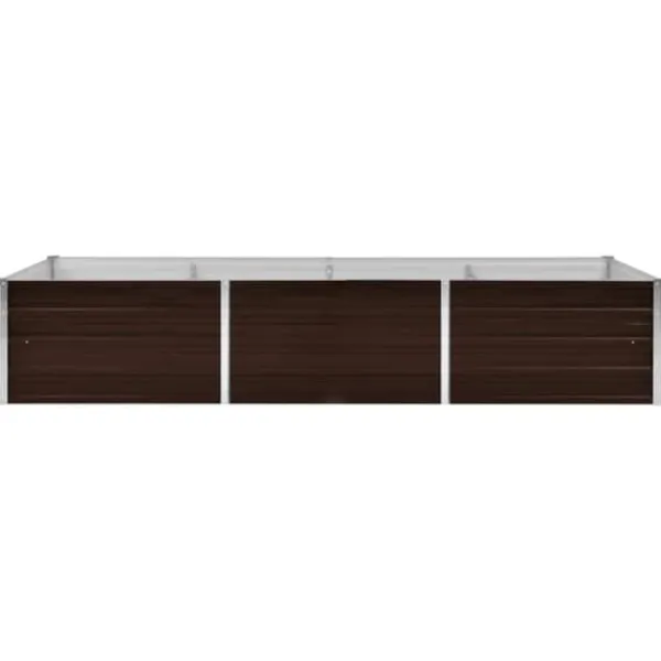 Clearance Hævet plantekasse i galvaniseret stål - Tilhaven | Størrelse: 240x80x45 cm | Farve: Brun Plantningsbænke