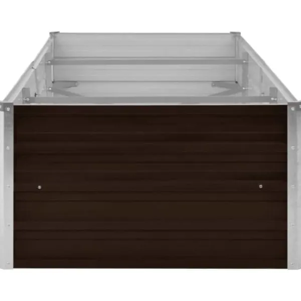 Clearance Hævet plantekasse i galvaniseret stål - Tilhaven | Størrelse: 240x80x45 cm | Farve: Brun Plantningsbænke