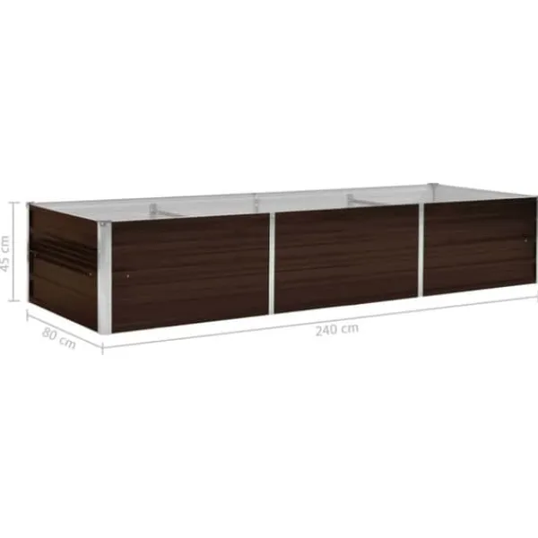 Clearance Hævet plantekasse i galvaniseret stål - Tilhaven | Størrelse: 240x80x45 cm | Farve: Brun Plantningsbænke