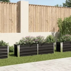 Discount Hævet plantekasse i galvaniseret stål - Dybde 160x40x45 cm | Farve: Antracitgrå Plantningsbænke