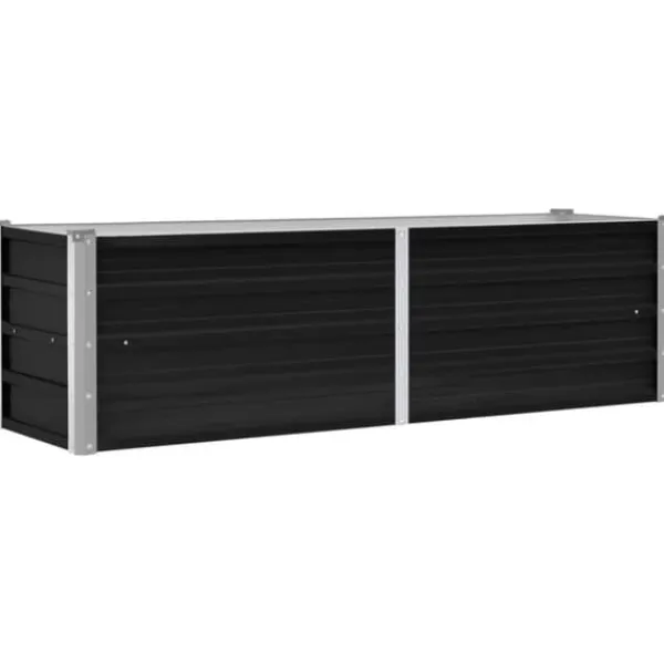 Discount Hævet plantekasse i galvaniseret stål - Dybde 160x40x45 cm | Farve: Antracitgrå Plantningsbænke