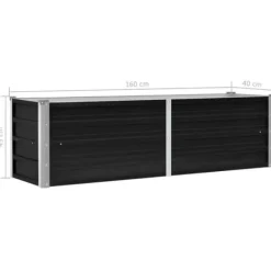 Discount Hævet plantekasse i galvaniseret stål - Dybde 160x40x45 cm | Farve: Antracitgrå Plantningsbænke