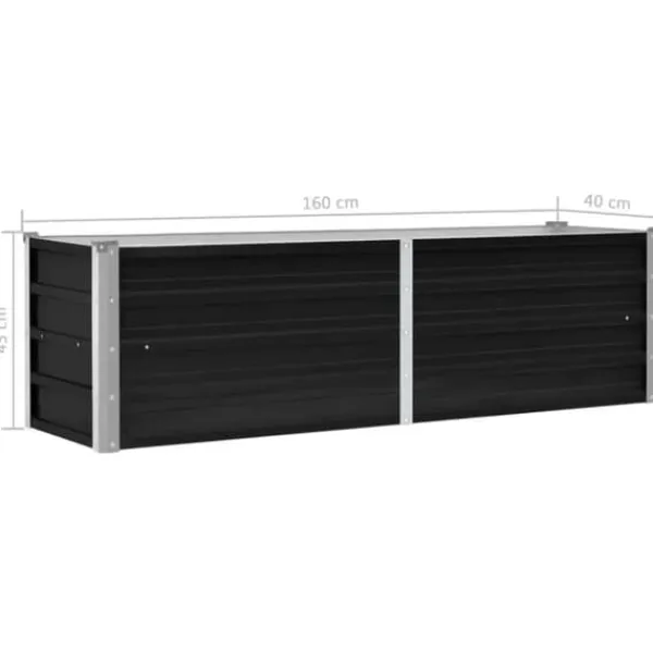 Discount Hævet plantekasse i galvaniseret stål - Dybde 160x40x45 cm | Farve: Antracitgrå Plantningsbænke