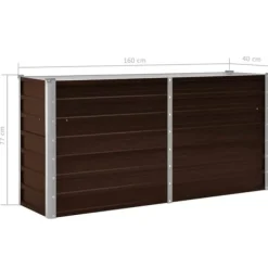 Plantningsbænke^Hævet plantekasse i galvaniseret stål - 160x40x77 cm | Farve: Brun