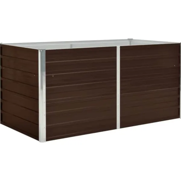 Discount Hævet plantekasse i galvaniseret stål - Stilfuld til altan eller terrasse | Størrelse: 160x80x77 cm | Farve: Brun Plantningsbænke