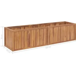 Plantningsbænke^Hævet plantekasse i teaktræ - Holdbart højbed | Størrelse: 200x50x50 cm