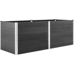 Clearance Hævet plantekasse i træ-plastkomposit - Blomsterbed | Farve: Grå | Størrelse: 250x50x91 cm Plantningsbænke
