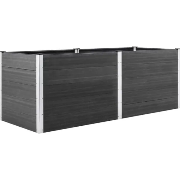 Clearance Hævet plantekasse i træ-plastkomposit - Blomsterbed | Farve: Grå | Størrelse: 250x50x91 cm Plantningsbænke