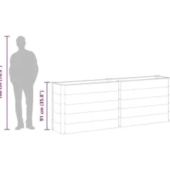 Clearance Hævet plantekasse i træ-plastkomposit - Blomsterbed | Farve: Grå | Størrelse: 250x50x91 cm Plantningsbænke