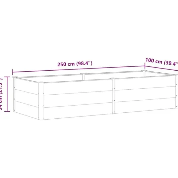Clearance Hævet plantekasse i WPC - Holdbar & moderne design | Størrelse: 250x100x54 cm | Farve: Grå Plantningsbænke