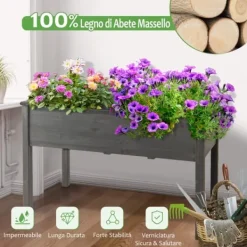 Plantningsbænke^Hævet Plantekasse, 125x59x76 cm, Grå