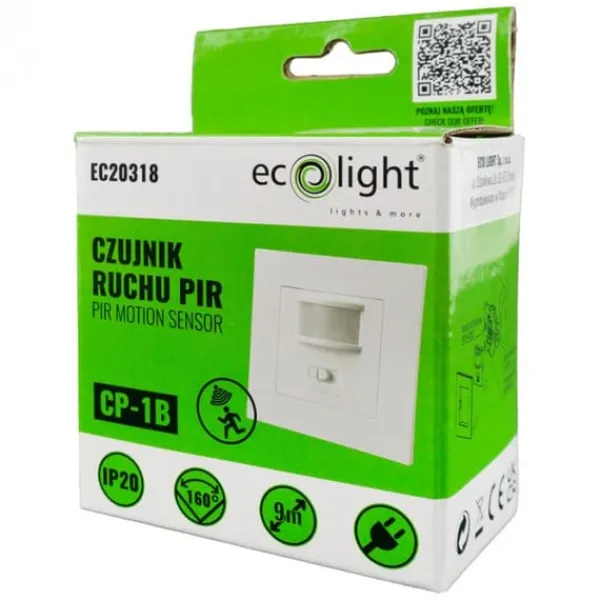 Clearance Hvid planmonteret PIR bevægelsessensor CP-1B EC20318 ECO Bevægelsesdetektorer
