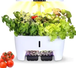 Outlet Hydroponics 16 kapsler vækstsystem sæt urtehave med LED-lys vækstpotte indendørs havepotte til hjemmekontor Kit Til Plante- & Urtedyrkning