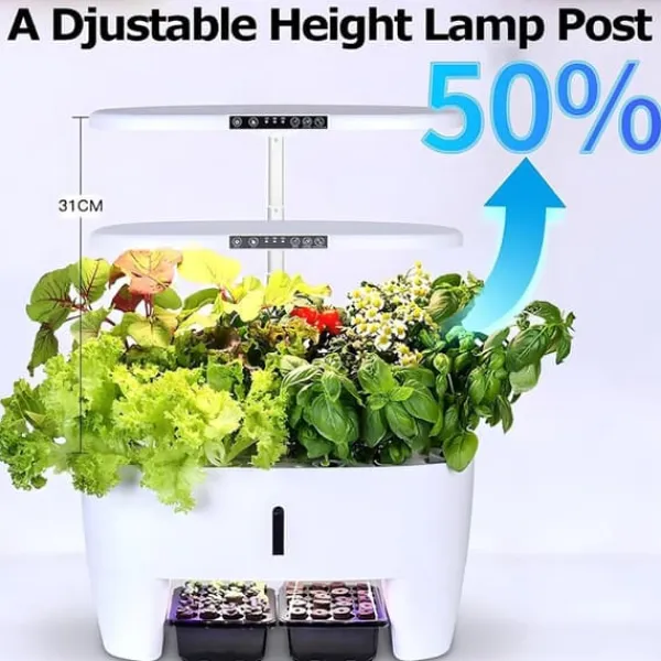 Outlet Hydroponics 16 kapsler vækstsystem sæt urtehave med LED-lys vækstpotte indendørs havepotte til hjemmekontor Kit Til Plante- & Urtedyrkning