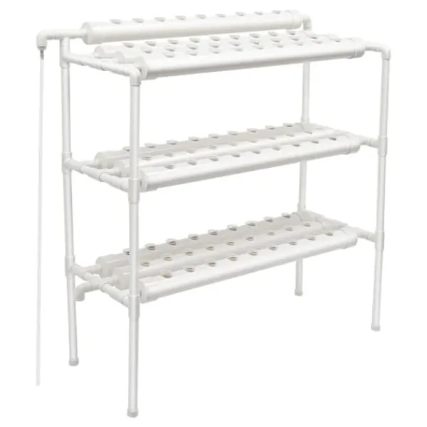 Kit Til Plante- & Urtedyrkning^Hydroponisk dyrkningsanlæg - Havekit - 3 niveauer - 90 plantepladser - Fritstående - EU-stik - 102×40×100 cm - Hvid