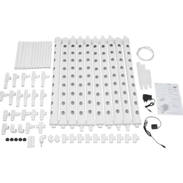 Kit Til Plante- & Urtedyrkning^Hydroponisk dyrkningsanlæg - Havekit - 3 niveauer - 90 plantepladser - Fritstående - EU-stik - 102×40×100 cm - Hvid