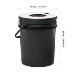 Kit Til Plante- & Urtedyrkning^Hydroponisk dyrkningsanlæg - DWC sæt med 7 spande - 20 l pr. spand - Luftpumpe EU-stik - Max løftehøjde 1,2 m - PP - Sort