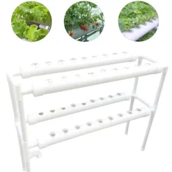 Hot Hydroponisk dyrkningsanlæg - 2-lags NFT rørkit - 72 huller - 32 mm huldiameter - 220V/50Hz - Altan - Uden vandtank - Hvid Kit Til Plante- & Urtedyrkning
