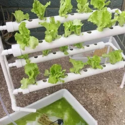 Hot Hydroponisk dyrkningsanlæg - 2-lags NFT rørkit - 72 huller - 32 mm huldiameter - 220V/50Hz - Altan - Uden vandtank - Hvid Kit Til Plante- & Urtedyrkning