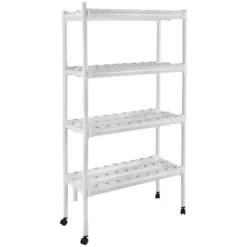 Plantestativer^Hydroponisk Dyrkningsanlæg - 4 Etager 108 Plantepladser - Timerstyret Vandpumpe - PVC - Hydroponisk Dyrkningssæt - Til Salat Raps Rødbeder