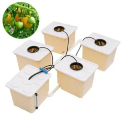 New Hydroponisk dyrkningsanlæg - 4-spands drypvandingskit indendørs - Hver spand 11 L - Pumpe 220–240 V/50 Hz - 4 W - 300 L/t - PP-plast Kit Til Plante- & Urtedyrkning