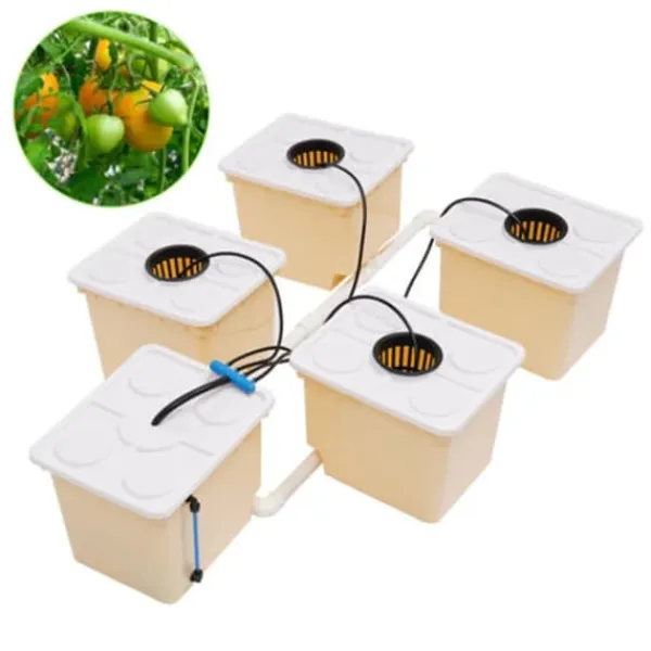 New Hydroponisk dyrkningsanlæg - 4-spands drypvandingskit indendørs - Hver spand 11 L - Pumpe 220–240 V/50 Hz - 4 W - 300 L/t - PP-plast Kit Til Plante- & Urtedyrkning