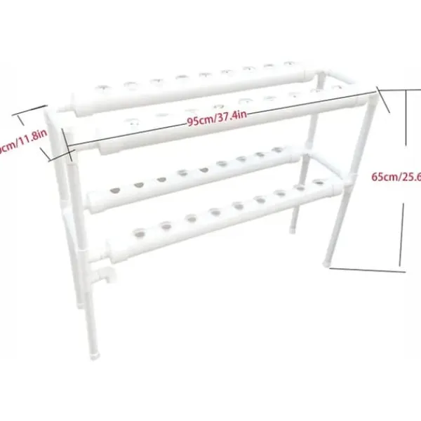 Discount Hydroponisk Dyrkningssæt - Hydroponisk Plantesystem - 2 Niveauer - 72 Plantepladser - Vandingssystem - Hvid Kit Til Plante- & Urtedyrkning
